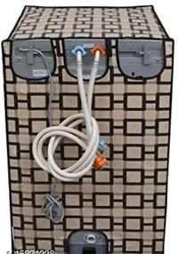 DREAM CURE Portable Washing Machine Brown Color Printed PVC Cover,Top Load Waher Dryer Cover Water Proof , Full Automatic /Wheel Washing Machine Cover For 6 Kg Cover - Grey